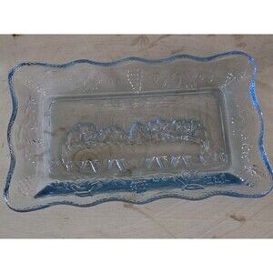 Vintage Tiara Indiana Glass The Lord's Last Supper Clear  Dish 1950s